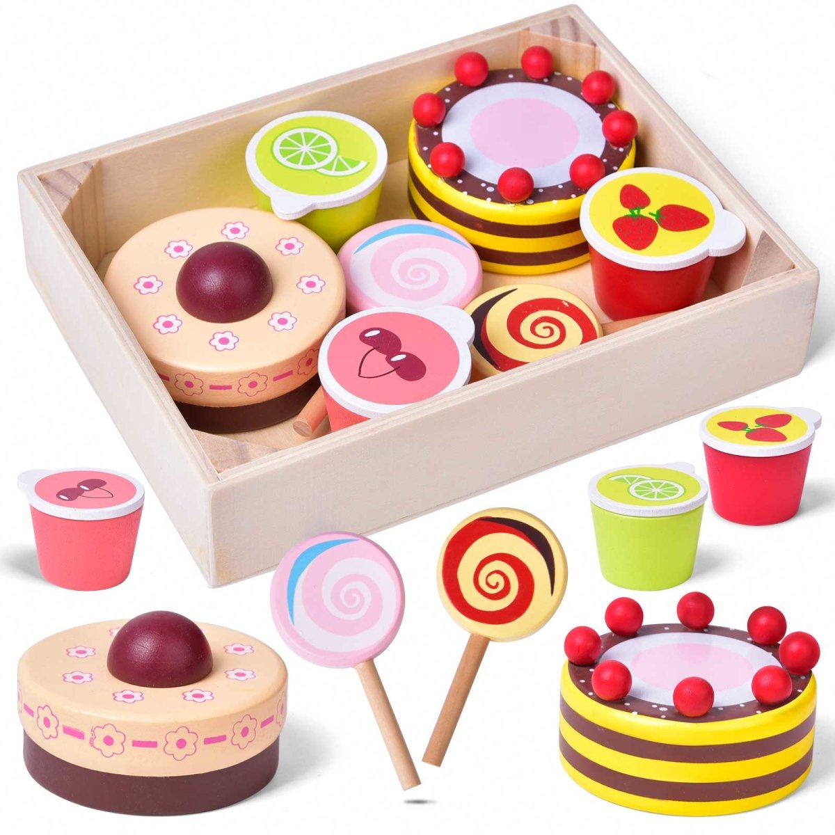 Wooden Dessert Pretend Play Set Fun Little Toys funlittletoys