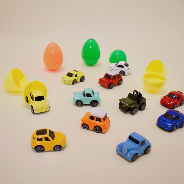 12pcs Easter Basket Fillers Easter Eggs Filled with Mini Cars