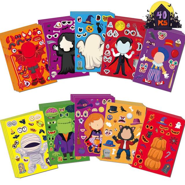 40 PCS Halloween Make a Face Stickers - PopFun