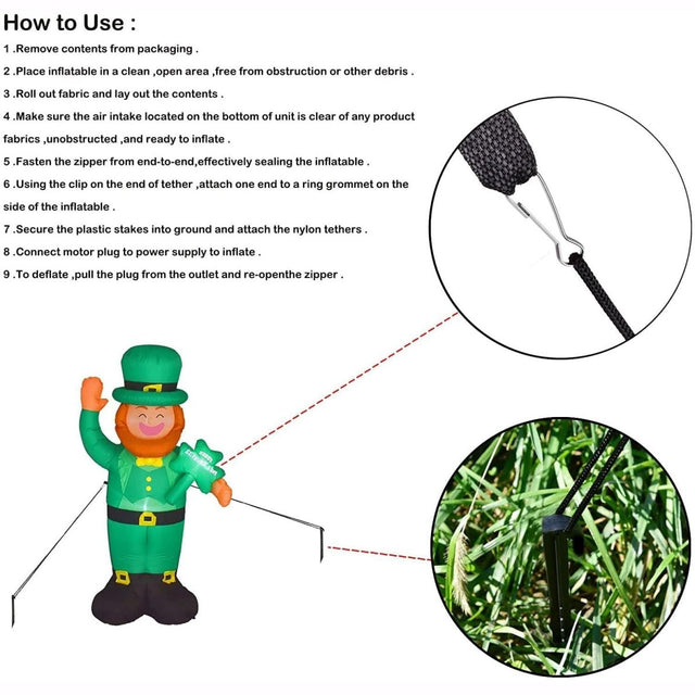 5.9 FT St Patricks Day Leprechaun Inflatable | PopFun