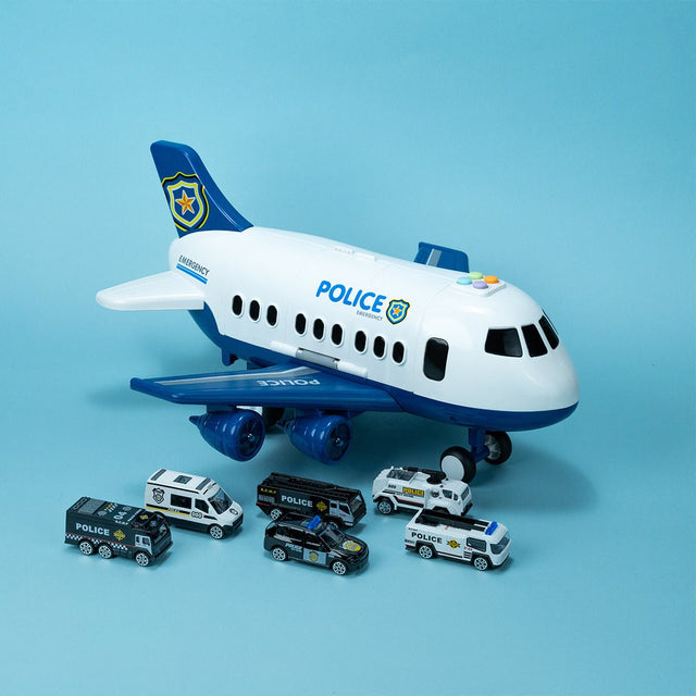 Airplane Toy with 6 Die-cast Police Toy Cars - Wholesale - PopFun