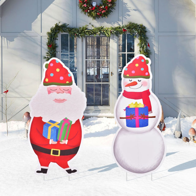 Christmas Santa & Snowman Yard Signs - PopFun