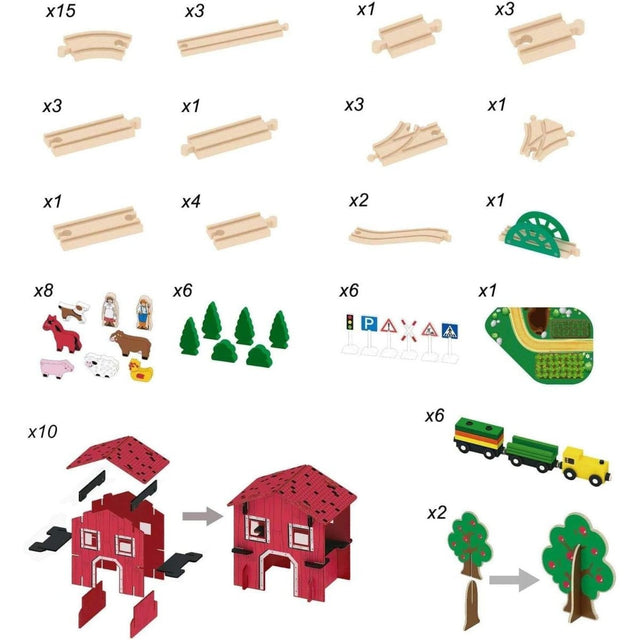 Wooden Farm Tractor Set - PopFun